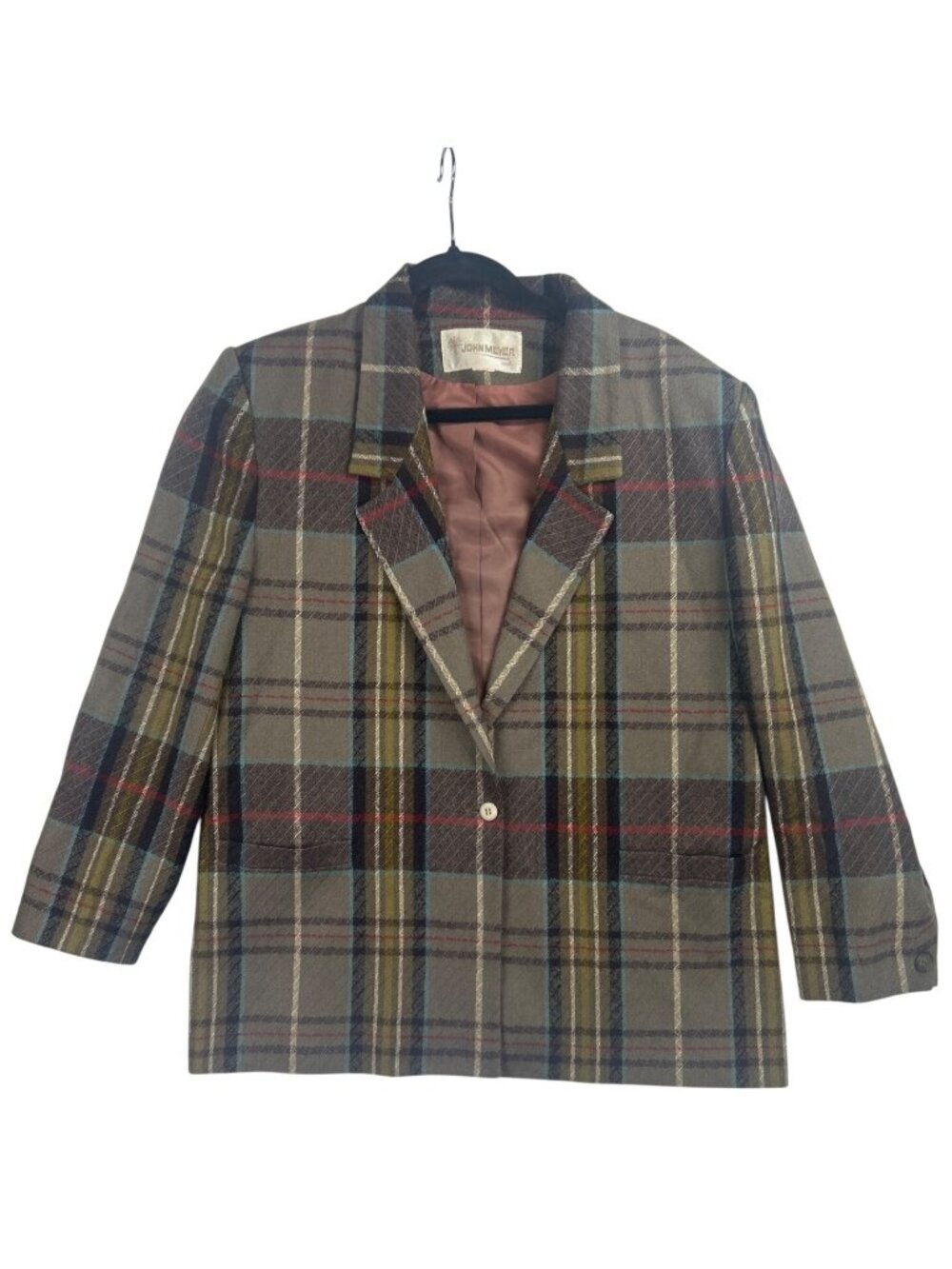 Vtg John Meyer Women's XL Plaid Blazer Boxy Fall Jacket Grunge Dark Academia